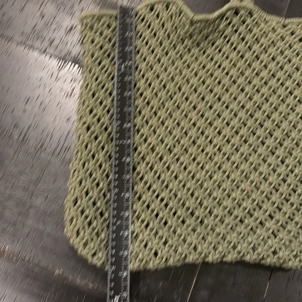Army Green Open Knit Rope Beach Bag Boho Cottagecore Tote Bag​​​​
